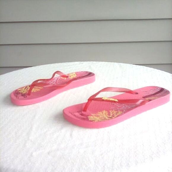 Ipanema Women's Glossy Coral Reef Pink & Red Thongs Sandals Flip Flops size 10 - Picture 2 of 10